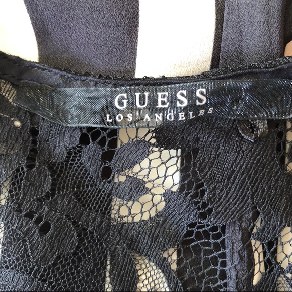 🌿 GUESS 🌿 Los Angeles sleeveless striped classic dress with lace detail size M - Picture 7 of 9